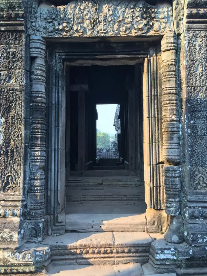 A door in Bayon temple Bayon in Angkor