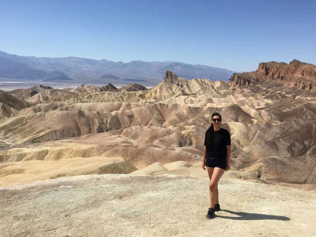 Milijana Gabrić, the travel blogger of WorldTravelConnector.com in Zabriskie Point in Death Valley 