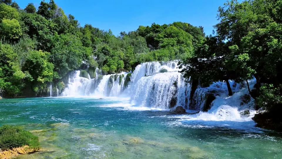 Krka waterfalls are a great day trip from Split Croatia