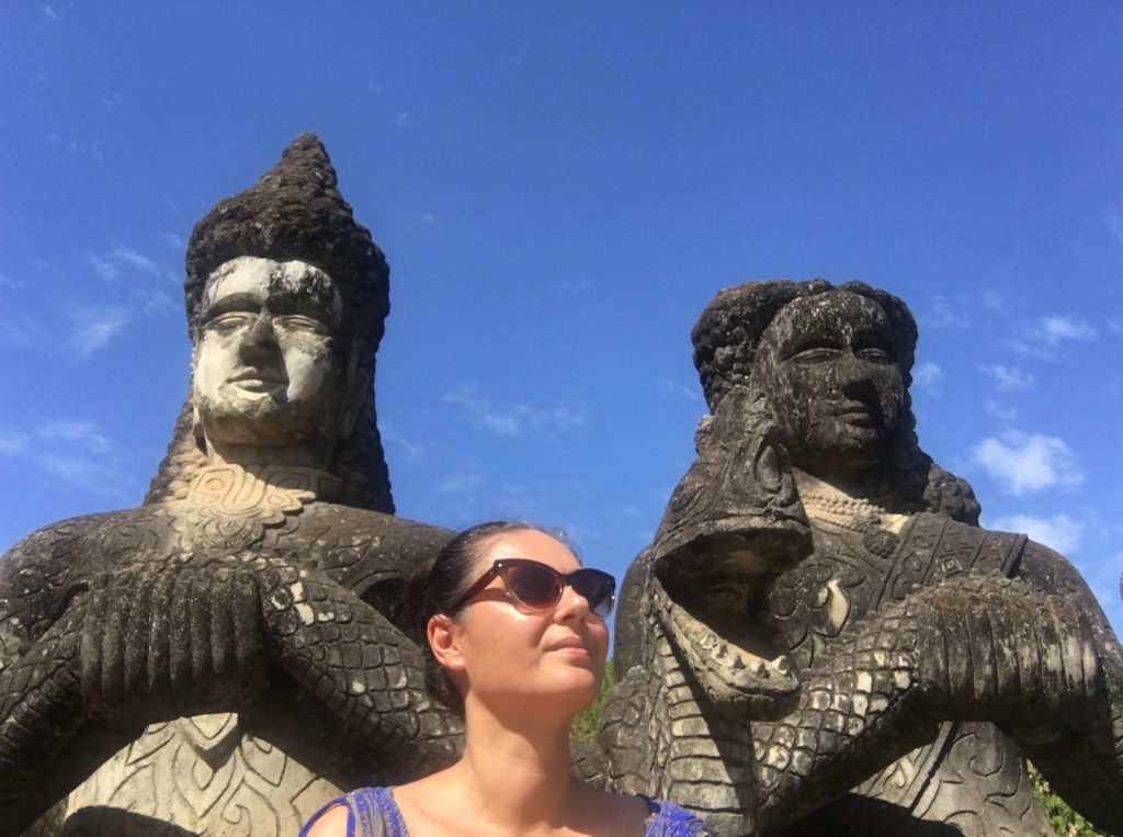 Buddha Park in Vientiane: The quirkiest place in Laos 8 Milijana Gabrić, the travel blogger of WorldTravelConnector.com in Buddha park in Vientiane in Laos