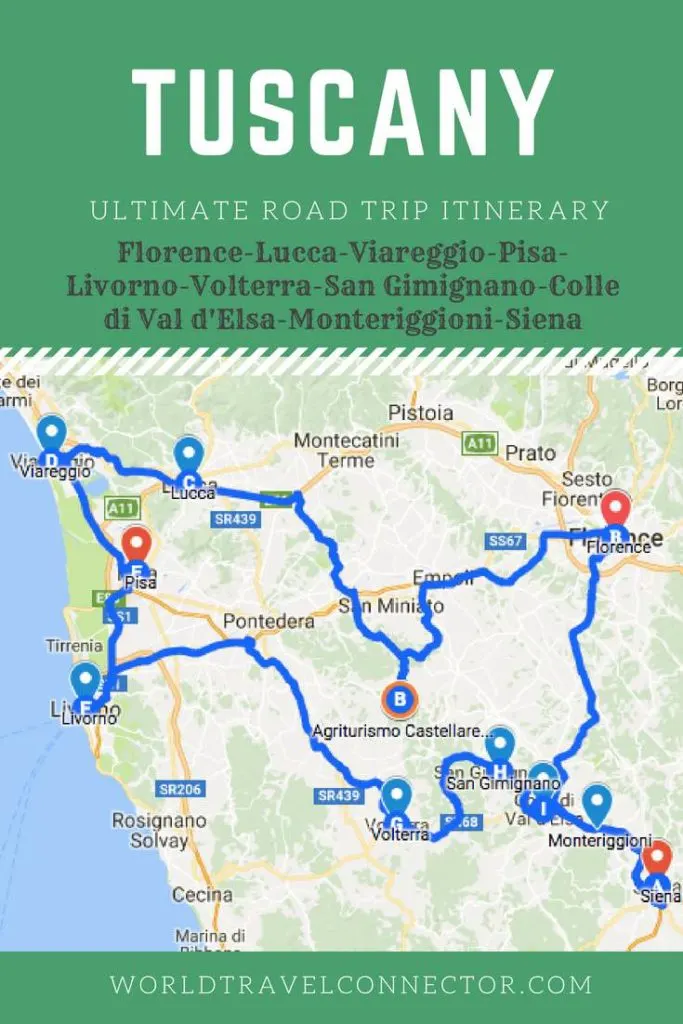 Road trip to Tuscany by WorldTravelConnector.com I Tuscany road trip I Driving in Tuscany I Best road trip in Tuscany I Tuscany trip I Driving itinerary Tuscany I Best places to visit in Tuscany by car #Tuscany #roadtrip #driving #trip #Italy 