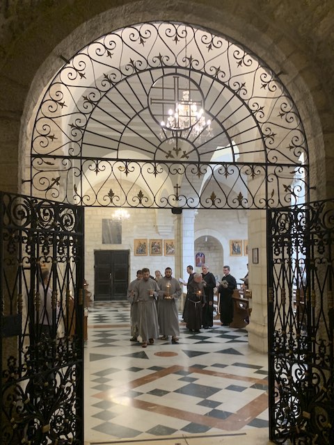 A procession in the Church of Nativity
