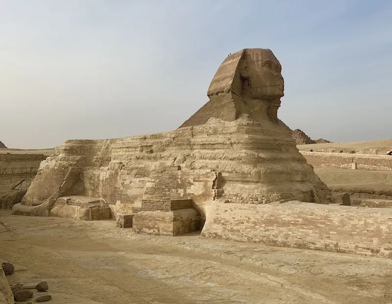 The Great Sphinx of Giza is one of the Egypt landmarks and should be on everyone's Egypt bucket list  according to WorldTravelConnector.com I Egypt Landmarks I famous landmarks in Egypt I Ancient Egyptian landmarks I Landmarks in Egypt I Egyptian monuments I Places in ancient Egypt I Egypt Famous Landmarks
