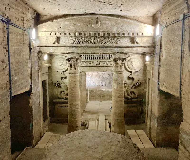 The catacombs of Kom El Shoqafa are one of famous Egypt landmarks