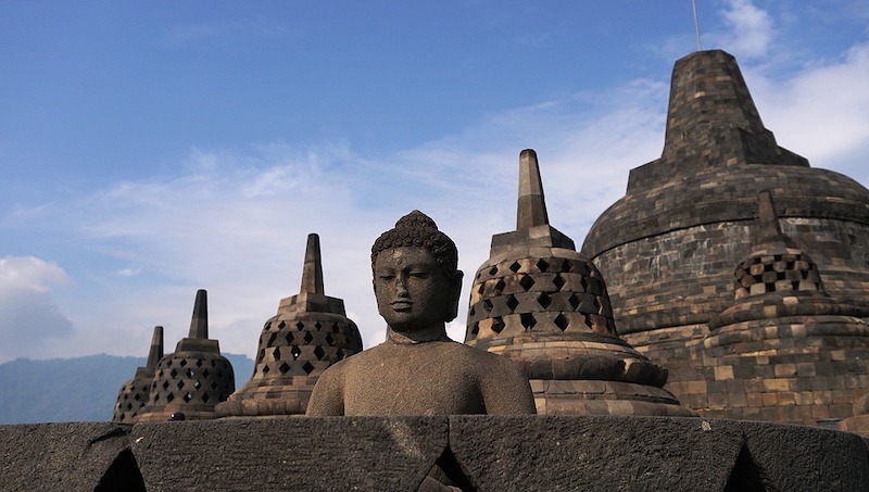Borobudur temple in Indonesia is one of the most famous Buddhist temples in Asia
