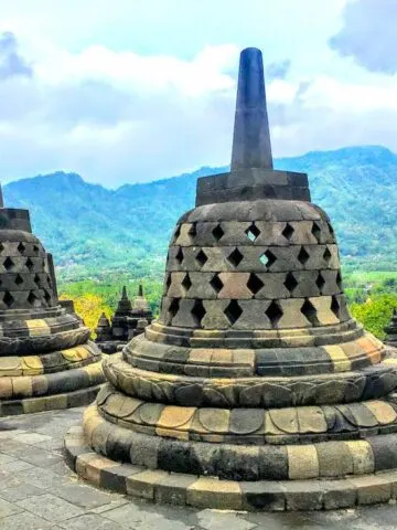 Borobudur and Prambanan temples in Java in Indonesia