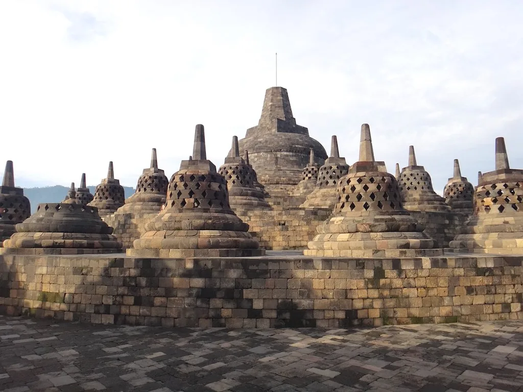 Borobudur and Prambanan temples in Java in Indonesia