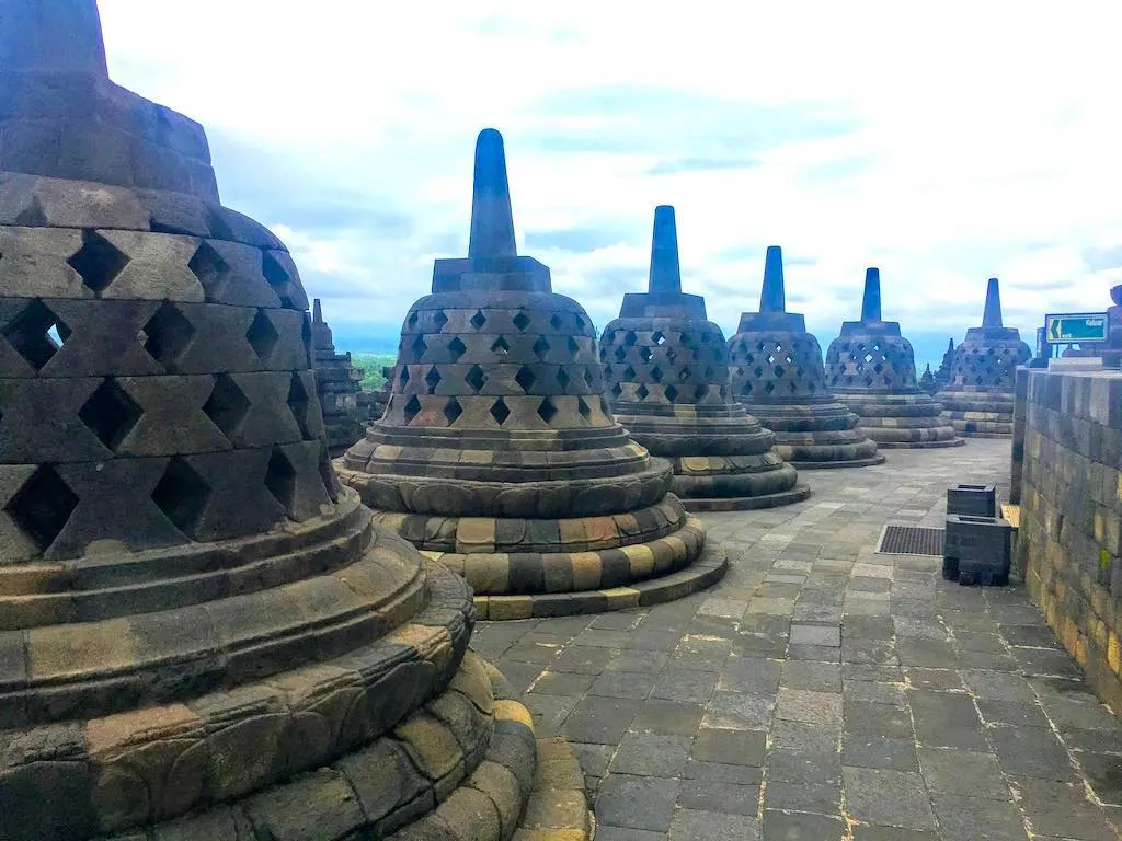 Borobudur and Prambanan temples in Java in Indonesia