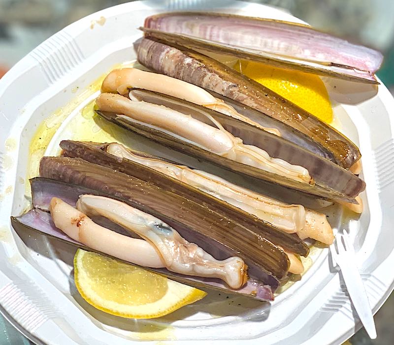 Razor shells are famous seafood in Spain