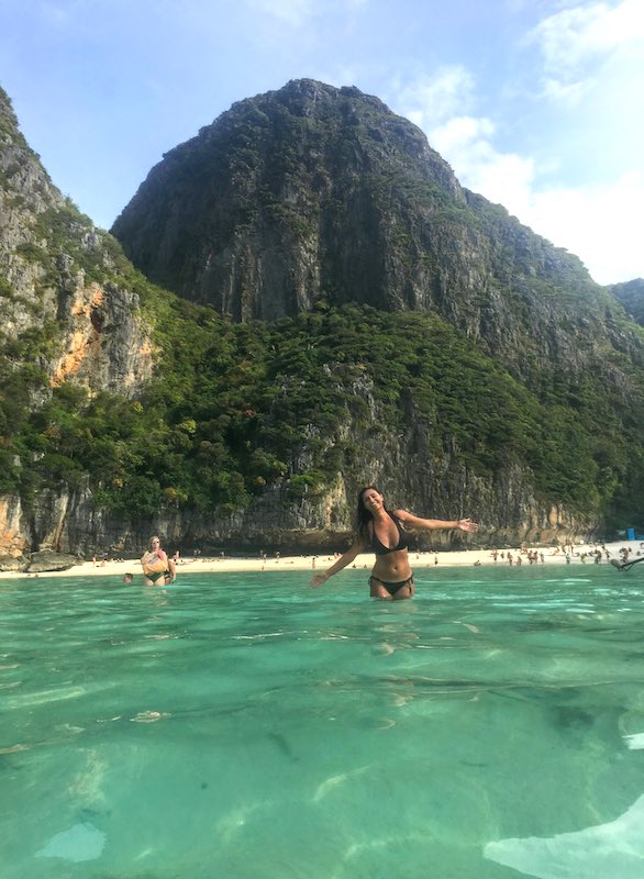 Maya bay on Koh Phi Phi Ley on my 10 day Thailand itinerary I 10 Days Thailand Itinerary I Thailand Itinerary 10 Days I Best Things to do in Thailand in 10 days I Best Things to See in Thailand in 10 days I 