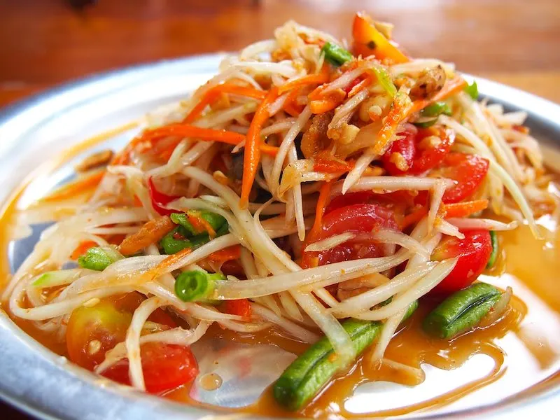 Southeast Asian green papaya salad is one of the most famous foods around the world