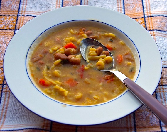 Pasta e fagioli is a common Italian dish 