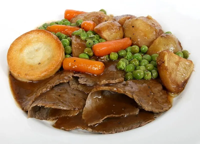 Roasted beef in one of top must-try traditional British foods in Briitain I British cuisine I Traditional British Foods I Most Popular British Foods I Best Foods in Britain I Traditional British Dishes I Famous British Food I uk foodI I food in the uk I uk foods I British Cuisine I english foods
