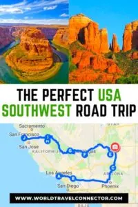 The Perfect USA Southwest road trip goes from Los Angeles in California to Arizona and Nevada and back to California  ie Yosemite NP and san Francisco 