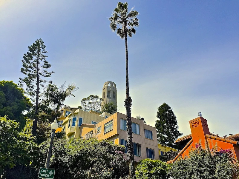 Telegraph Hill with Coit Tower is one of the best areas to stay in San Francisco 
