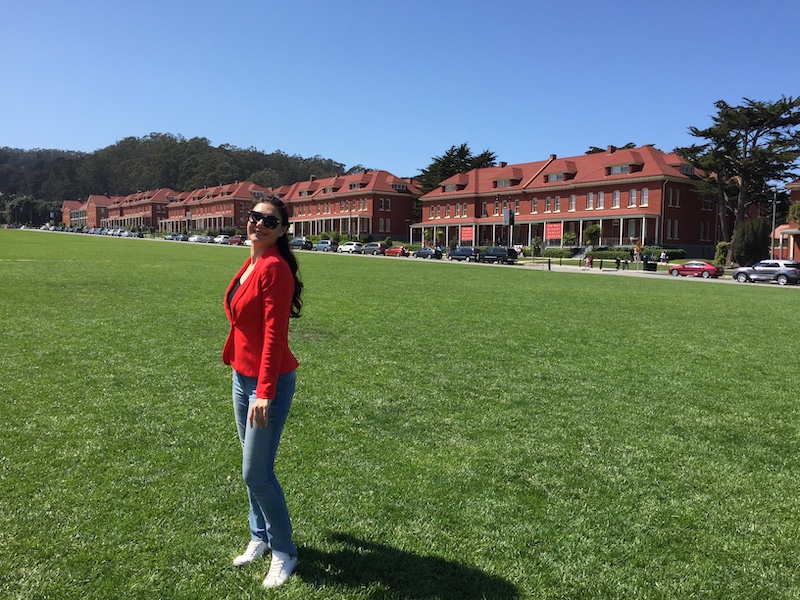 Milijana Milijana Gabrić in front of the Lodge in Presidio in San Francisco