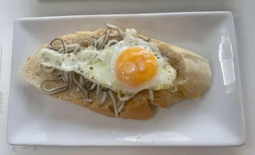 Baby eels pinchos are among the most popular Spanish food