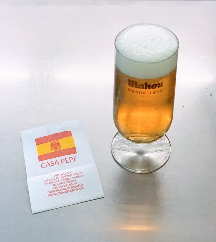 Mahou beer is popular drink in Spain
