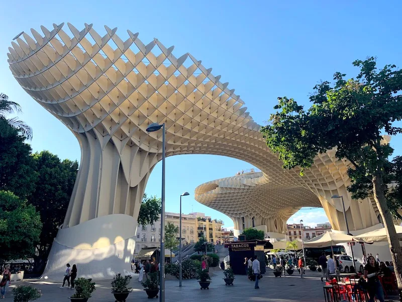 Getting to the top of Metropol Parasol for sunset views of Seville is one of the best things to do in Seville in Spain