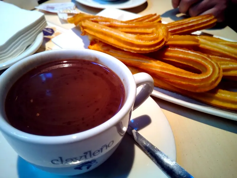 Churros con chocolate is one of the most traditional Spanish desserts in Spain