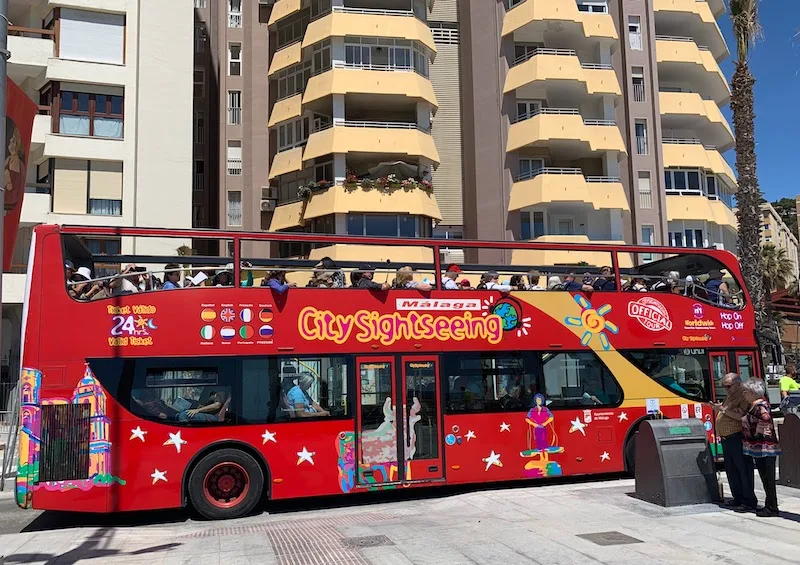 Sightseeing Malaga in a hop on hop off bus is one of the best things to do in Malaga Spain 
