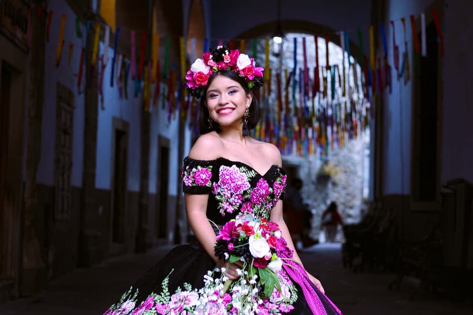 Mexican girl posing in a  street