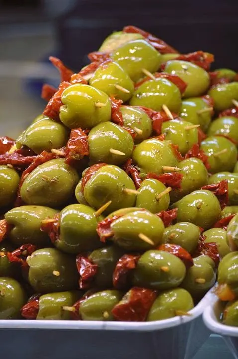 Aceitunas olives are popular tapas in Spain 