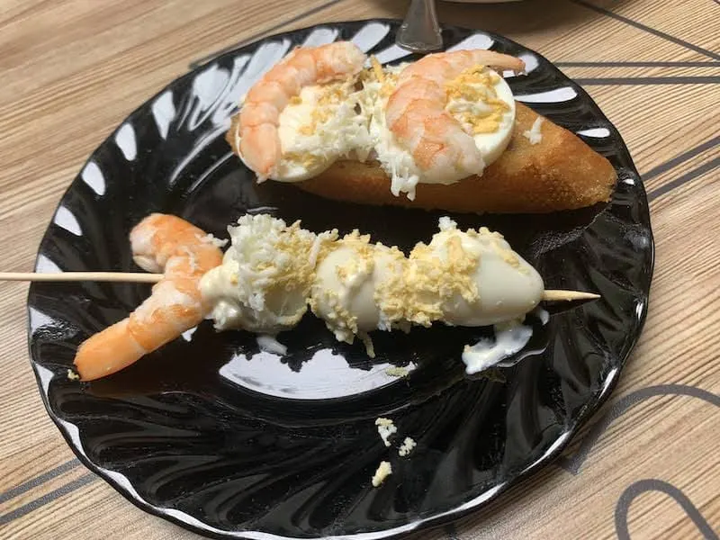 Seafood pintxos from northern Spain 