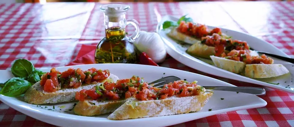 Bruschetta is the Mediterranean food from Italy 