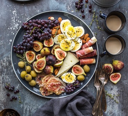 The Mediterranean food breakfast table 