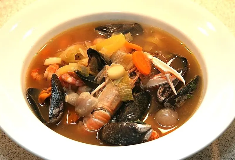 Bouillabaisse soup is the mediterranean food from France