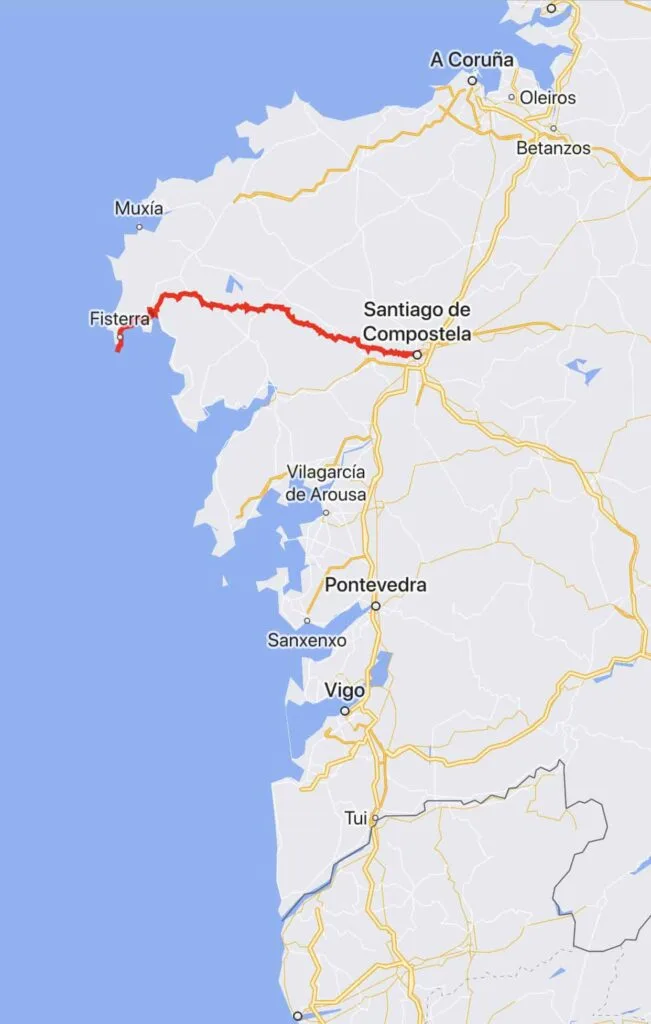 How to Hike the Iconic Camino de Santiago a Finisterre 5 Camino Finisterre map