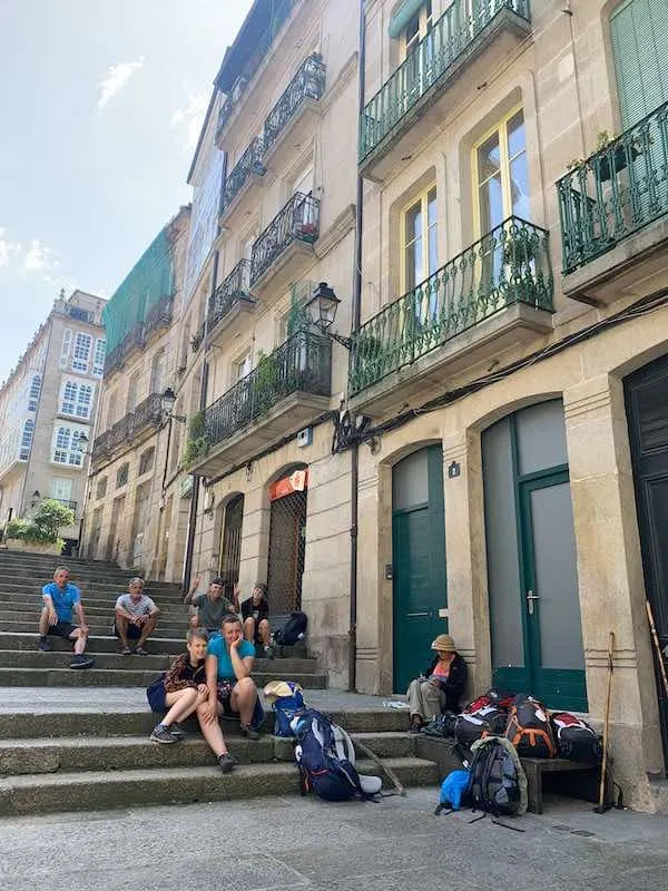 Pilgrims in Ourense on the Camino Sanabres