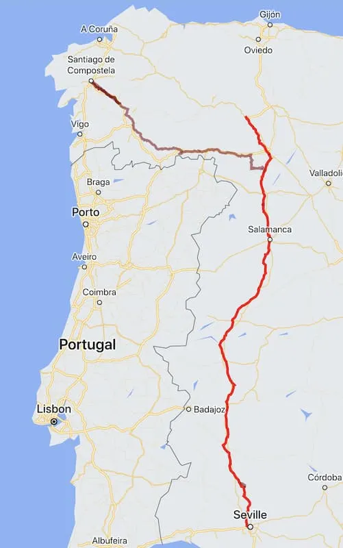 Camino de Santiago: Via de la Plata Guide 2 Camino de santiago Via de la Plata map