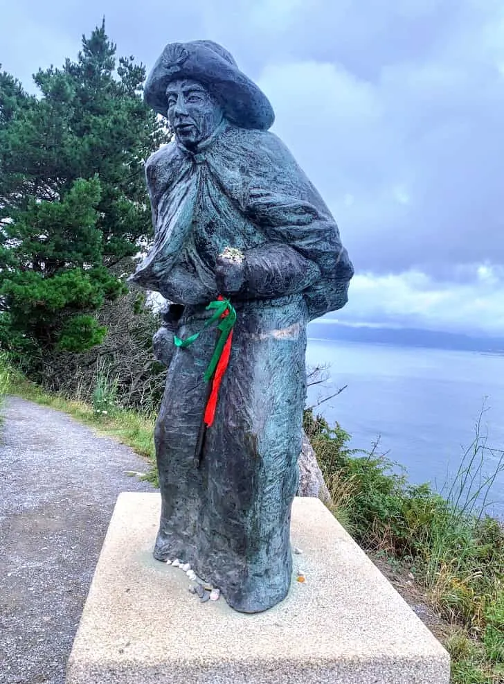 Pilgrim Statue at Cape Finisterre on the camino de Santiago a Fisterra