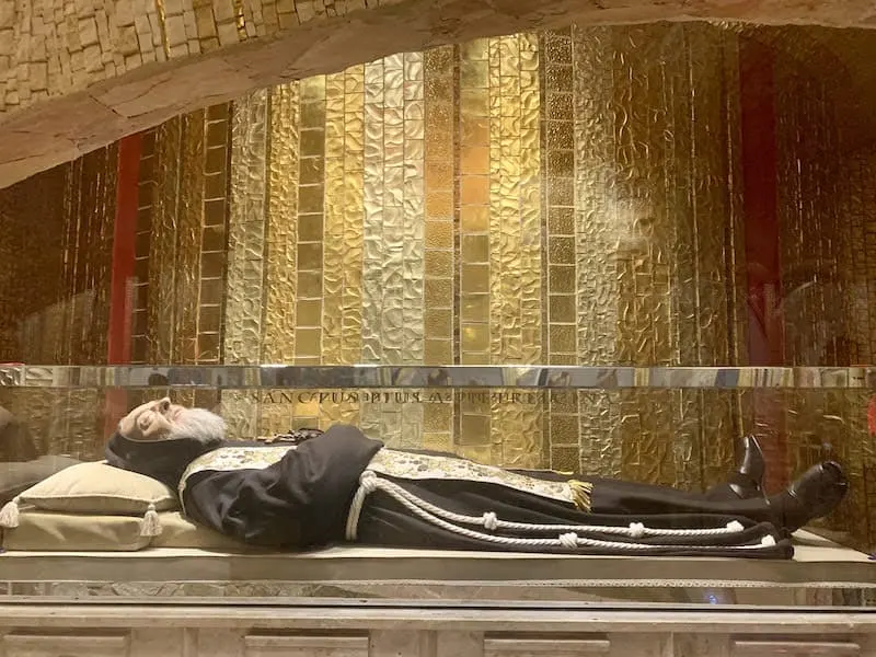 Intact body of Padre Pio in San Giovanni Rotondo is a must-see on a Puglia road trip 