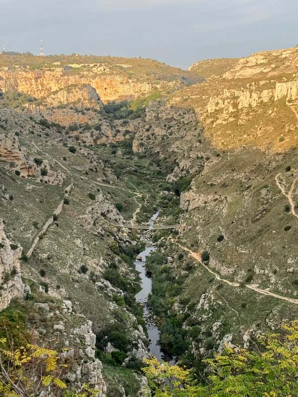 Crossing the suspended Tibetan Bridge over Ravina is among the best things to do in Matera Italy 