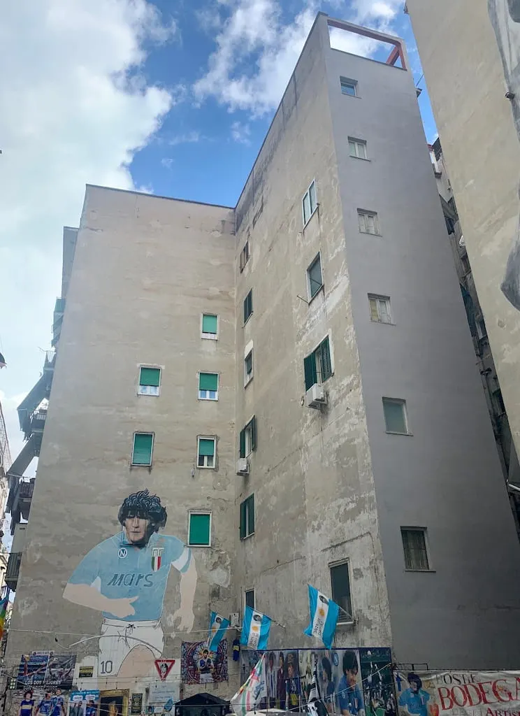 Seeing Maradona mural in the Spanish Quarters is among the best things to do in Naples Italy 
