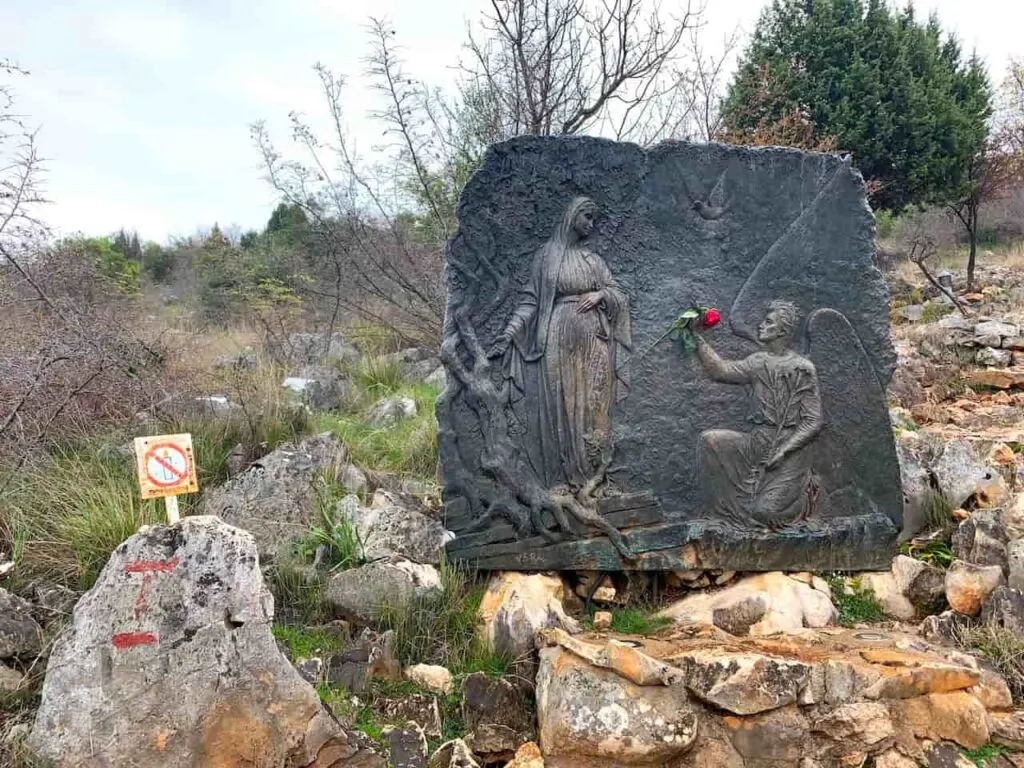 A bas relief on Apparition Hill in Medjugorje in Bosnia 