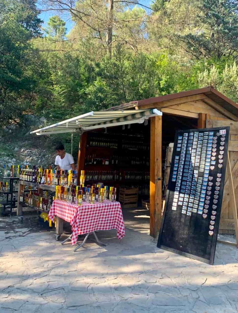 A souvenir stall in Kravice Waterfalls in Bosnia 