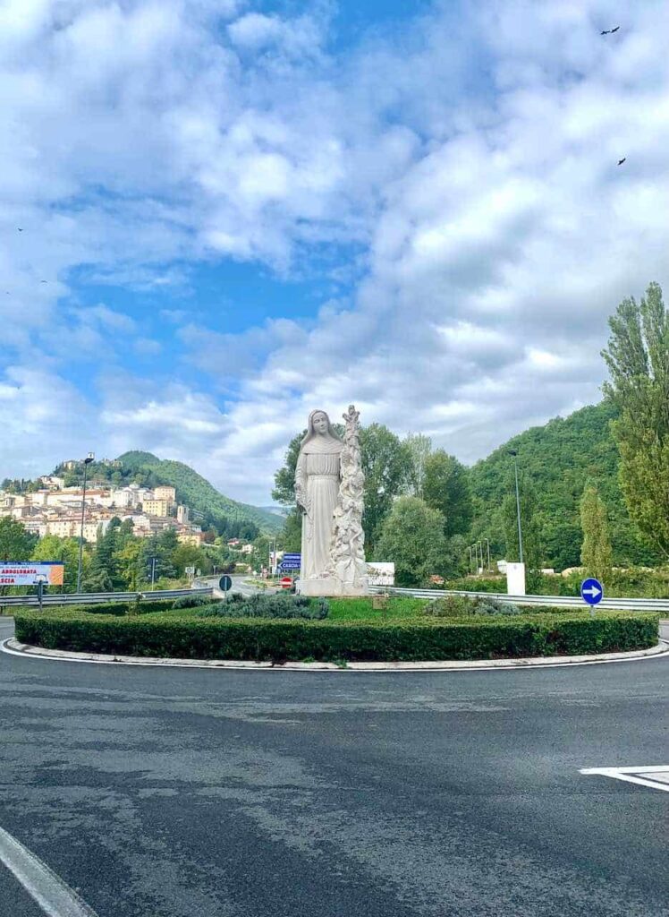 The statue of St Rita of Cascia in Cascia Italy