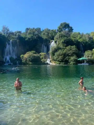 Swimming in Kravice Waterfalls in Bosnia