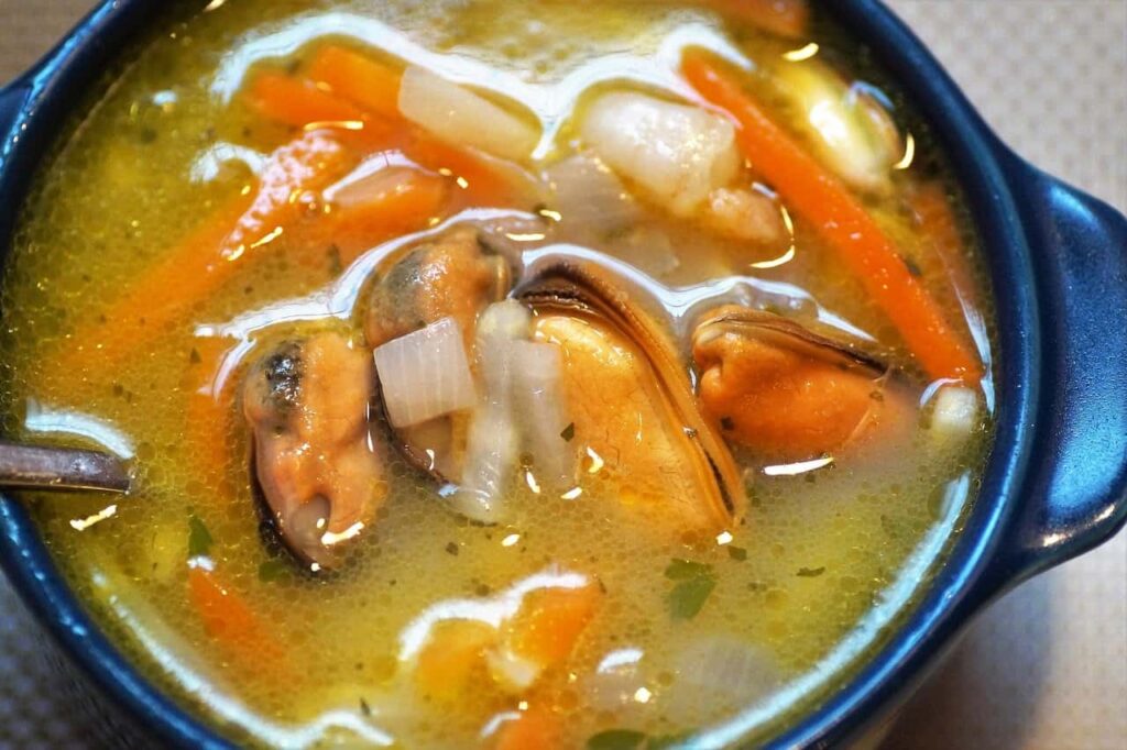 Suquet de pescadores soup is a tradtional food of Barcelona 