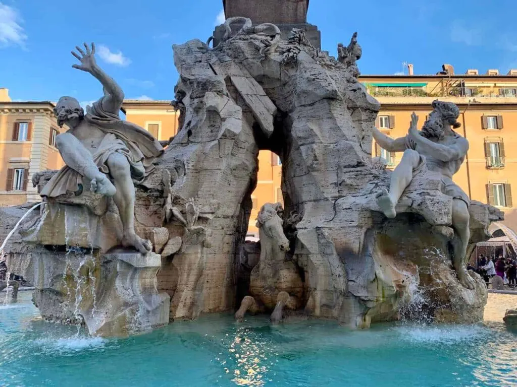 The Fountain of the Four Rivers on Piazza Navone is a must on any One Day in Rome itinerary 