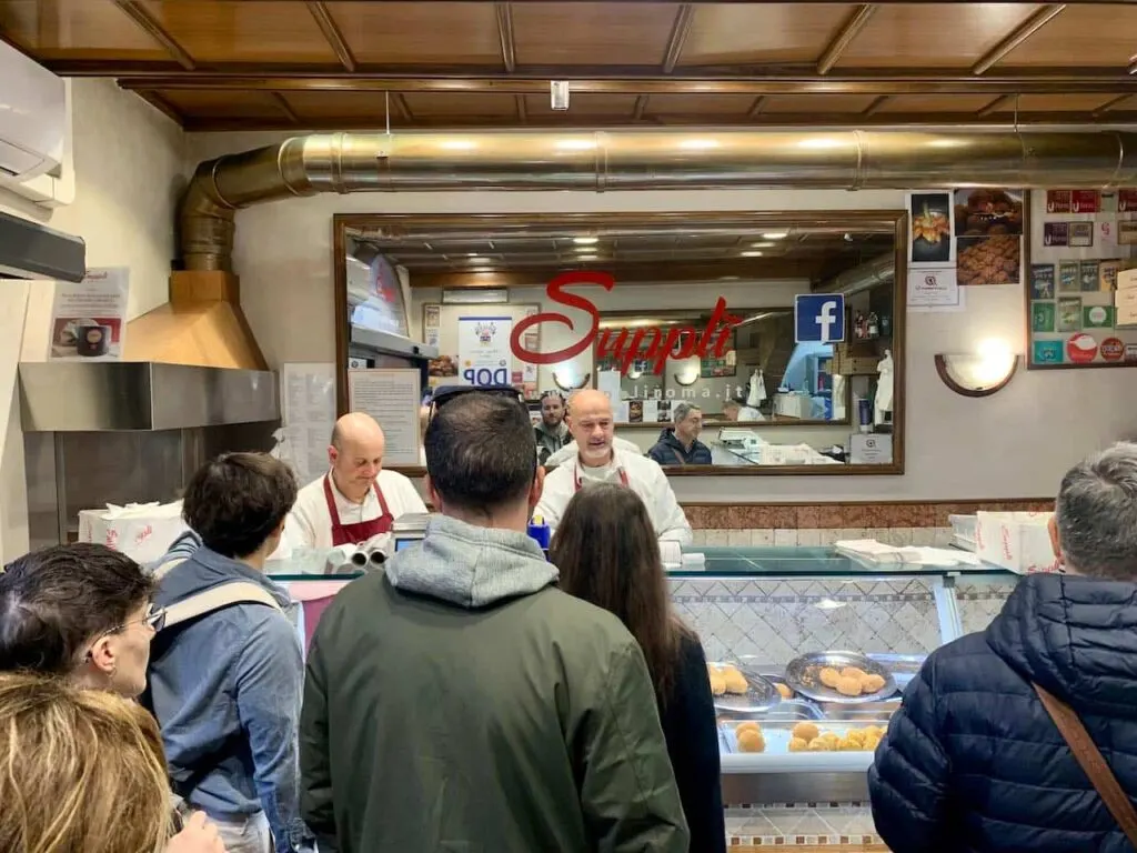 Supplì Roma is a famous street food shop in Rome Italy 