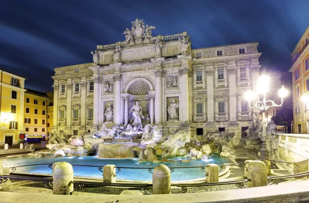 Seeing Trevi Fountain at night is among the best things to do in Rome Italy 