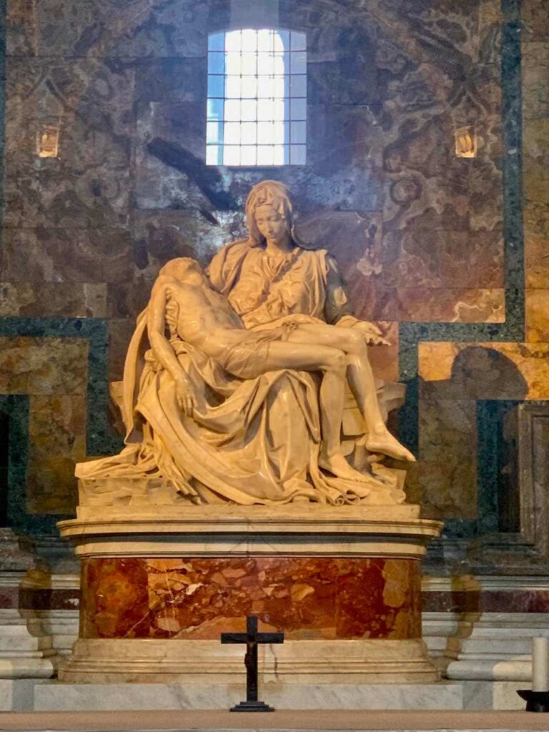 Seeing the famous Pieta by Michelangelo in St Peter's Basilica is among the best things to do in Rome Italy 