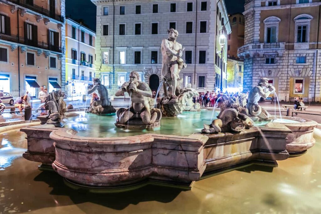 Strolling piazza Navona at night is among the best things to do in Rome Italy 