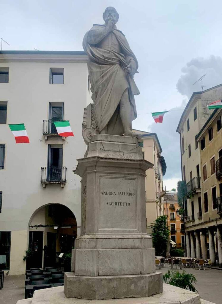 The statue of Andrea Palladio next to the Basilica Palladiana