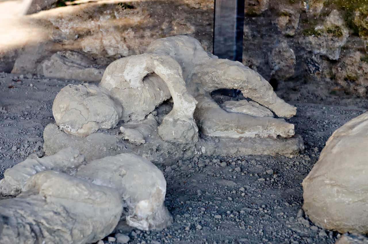 A child victim in the Garden of Fugitives in Pompeii
